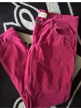 LEI Pink Solid Corduroy Skinny Khaki Pants Low Rise Pants